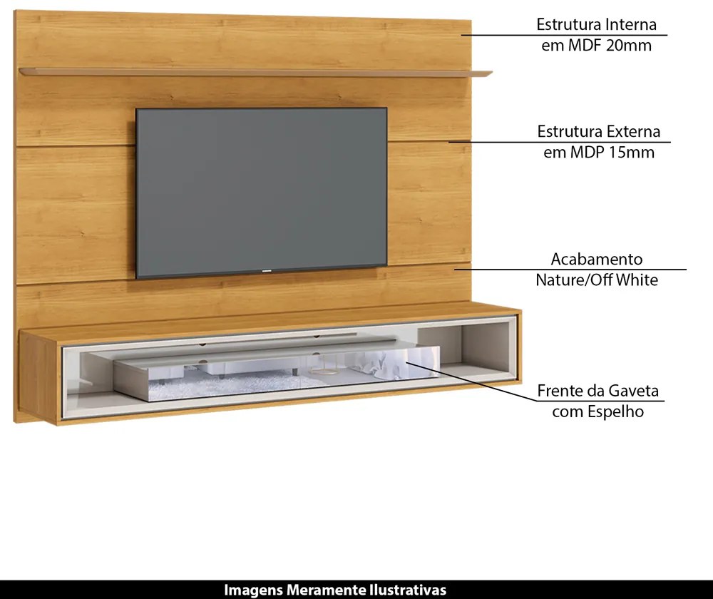 Home Suspenso Decorativo 180cm com Espelho Reyna Nature/Off White G29 - Gran Belo
