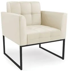 Sofá Namoradeira e 2 Poltronas Base Industrial Preto Ana Sintético Beg