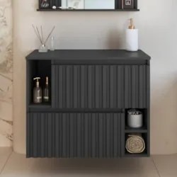 Gabinete Banheiro 75cm Para Cuba 2 Portas Tunís Grafite F10 - Mpozenat