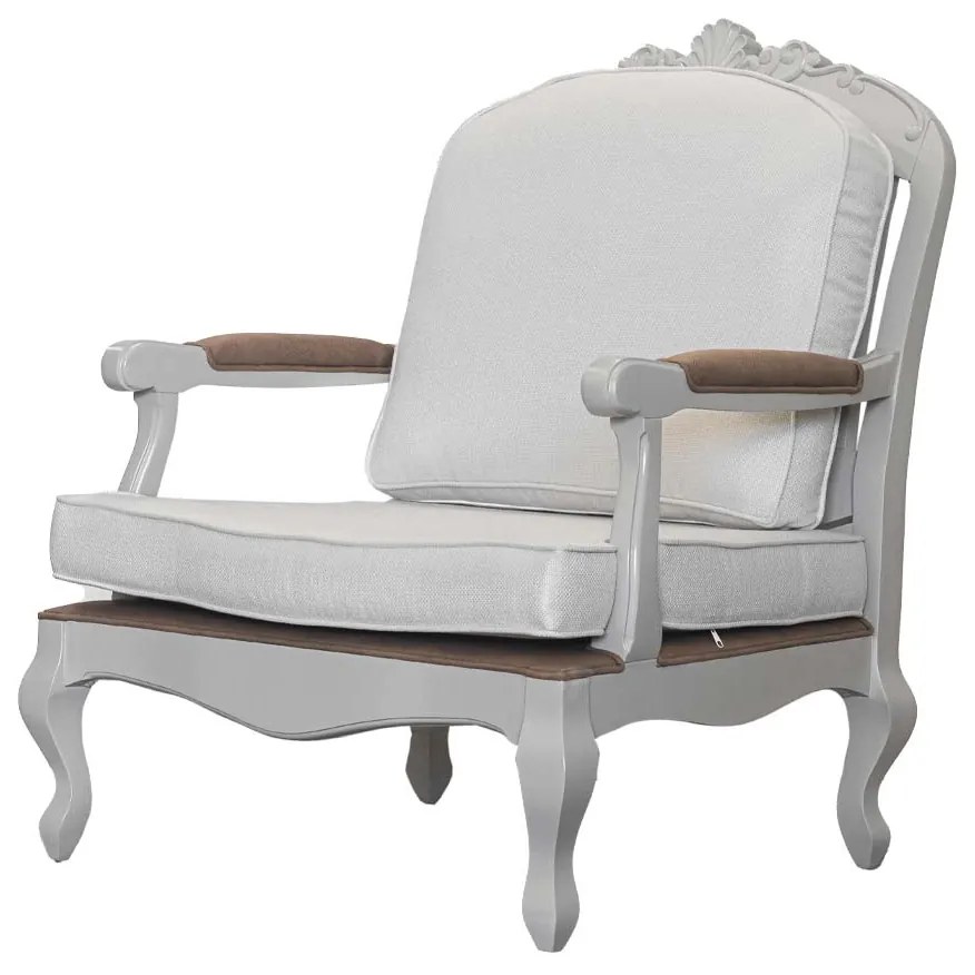 Poltrona Victorine Clássica com Palha - Off White Kleiner