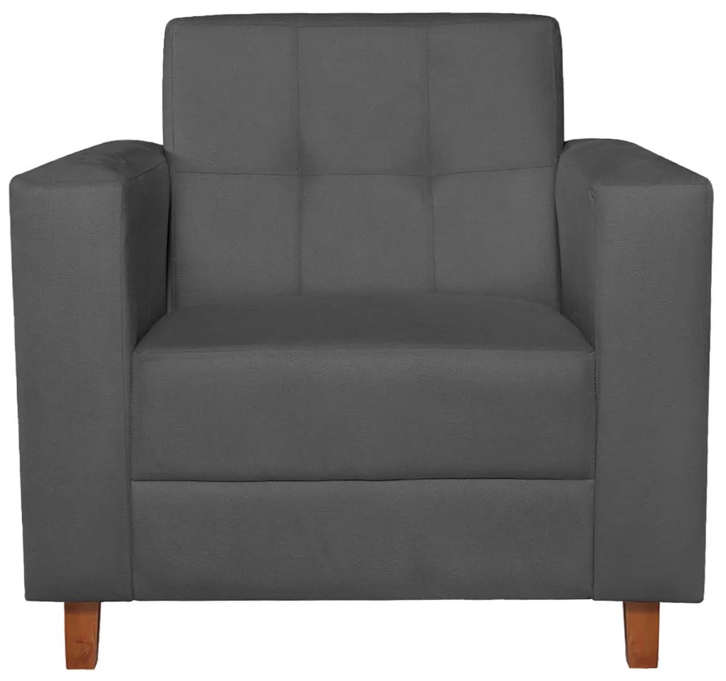 Poltrona Decorativa Denver Linho Chumbo - ADJ Decor