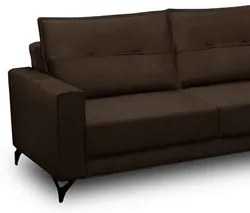 Sofá 4 Lugares com Chaise Direito 285cm Soreh F05 Veludo Marrom - Mpoz