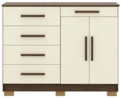Cômoda Quarto Sapateira 2 Portas 4 Gavetas Lírio Imbuia/Champanhe V02
