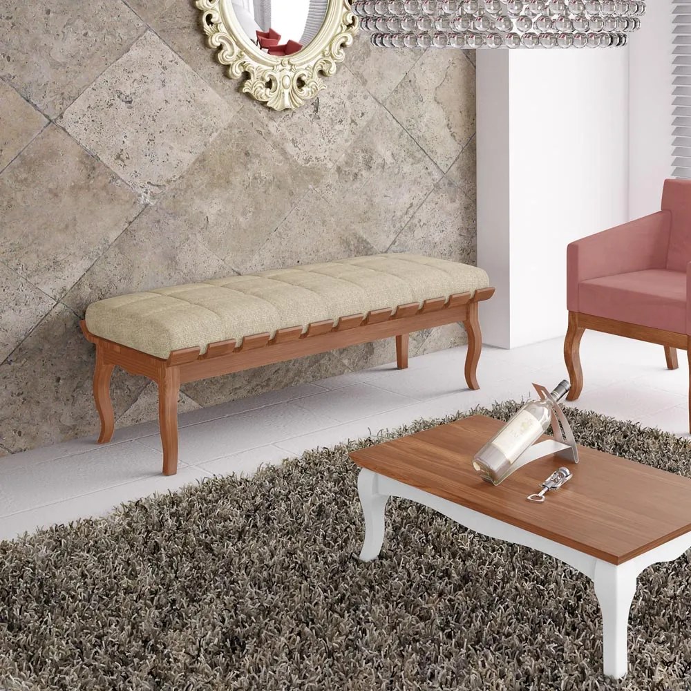 Banco Decorativo Sala de Estar Fiord 160cm Linho Bege G42 - Gran Belo