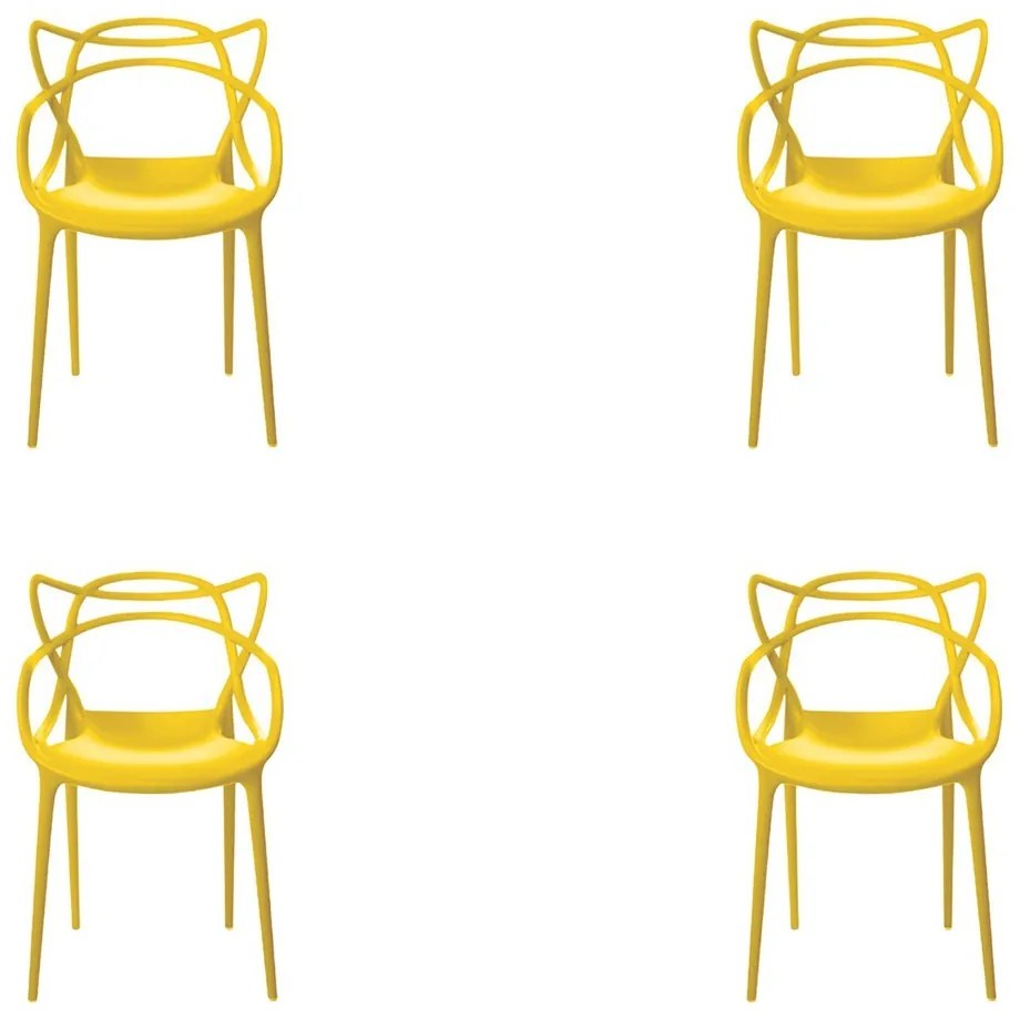 Kit 4 Cadeiras Decorativas Sala e Cozinha Feliti (PP) Amarela G56 - Gran Belo