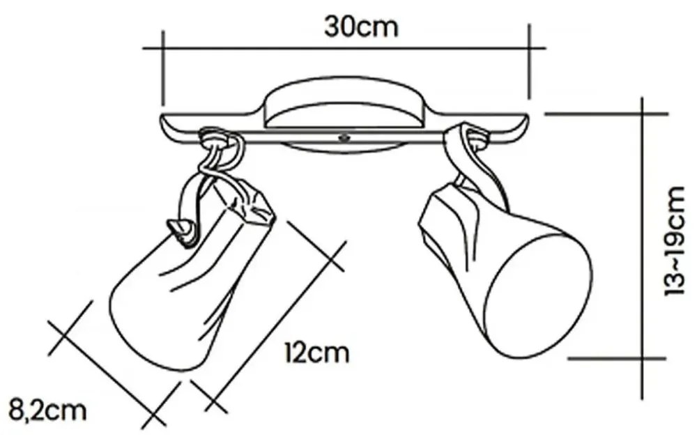 Spot Trilho Duplo Octa 2 Sobrepor Direcionável E-27 Preto com design moderno e ajuste flexível