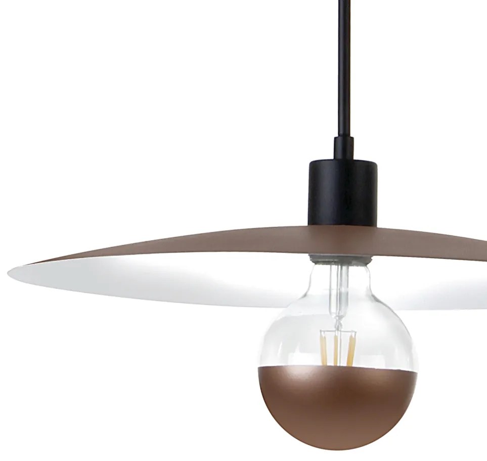 Pendente Eclisse Ø40X40Cm Disco Curvo Metal Alumínio 1Xe27 - Old Artis... (DENIM / COBRE BRILHO)