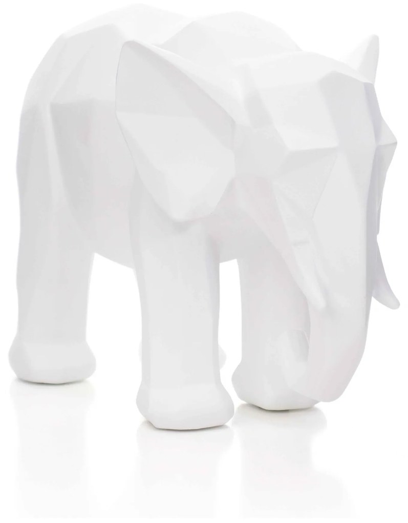 Escultura Decorativa Elefante Em Poliresina Branco 15x20x9 Cm - D'Rossi