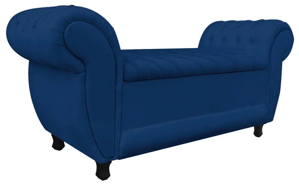 Recamier Baú Londres 1,20 m Suede Azul Marinho D'Rossi