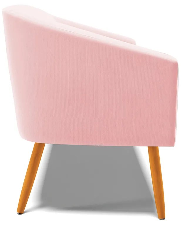 Namoradeira 02 Lugares Stella Suede Rosa Bebê Pés Palito Castanho - D'Rossi