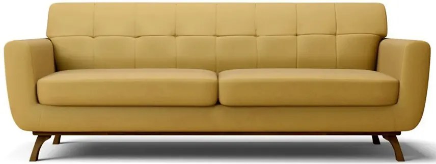 Sofá Sala de Estar 3 Lugares Loki 210cm Veludo Amarelo G15 - Gran Belo