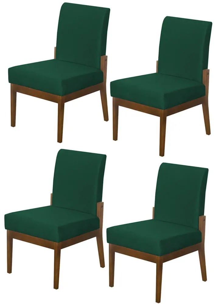 Kit 04 Cadeiras de Jantar Helena Suede Verde Bandeira - Decorar Estofados