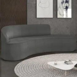 Sofá 4 Lugares Para Sala 220cm Orgânico Wendi Boucle Grafite I01 - Mp