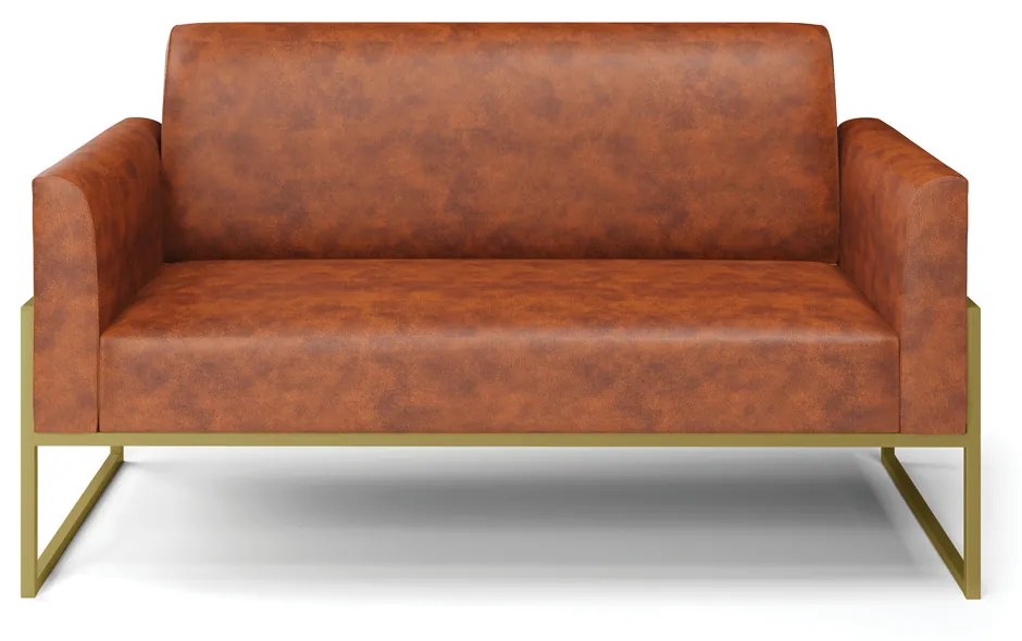 Sofá Namoradeira Base Industrial Alta Dourado Marisa Corano D03 - D'Rossi - Nozes