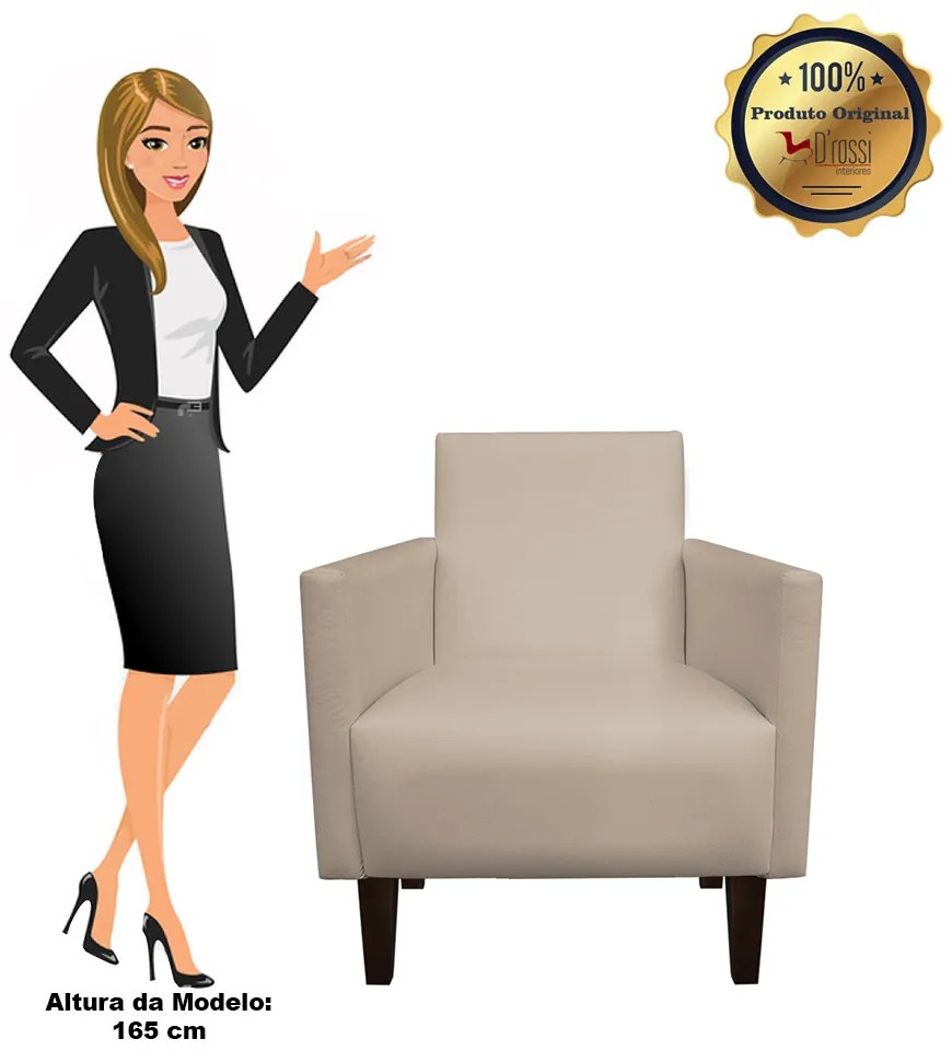 Poltrona Jade Corino Bege Pes Chanfrado Tabaco M11 - D'Rossi