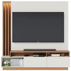 Estante Home Theater para TV 75 Pol. com LED 180cm Maitê C05 Off White