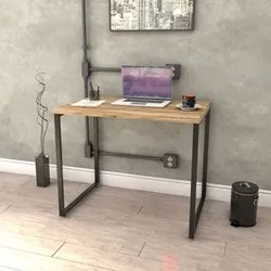 Mesa de Escritório Office 90cm Estilo Industrial Prisma C08 Carvalho -