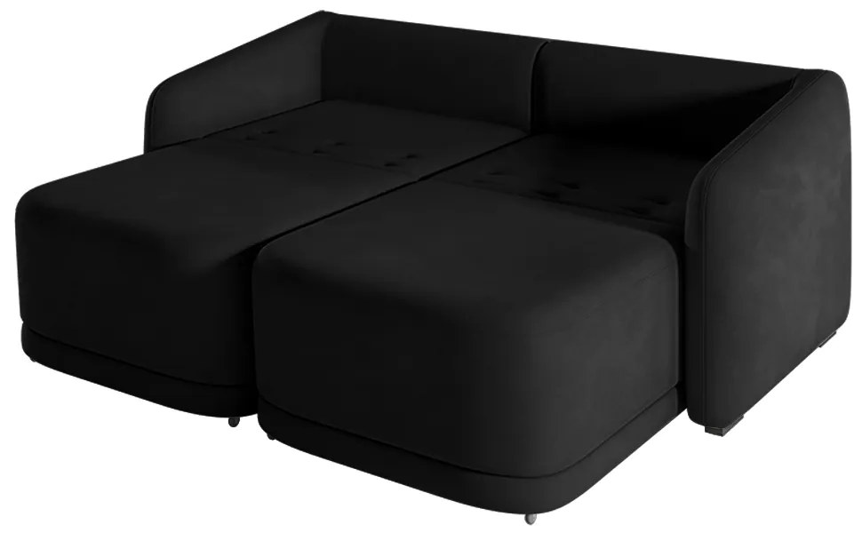 Sofá Cama Modulado Retrátil e Reclinável Decorativo Varsóvia 236cm Veludo Preto G33 - Gran Belo