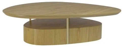 Mesa Centro Elsinki Baixa Tampo e Base Louro Freijo Haste Gold 25cm - 60222 Sun House