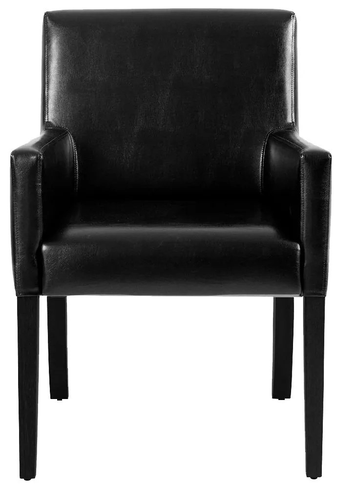 Poltrona Decorativa Sala de Estar Base Madeira Preto Liverpool PU Sintético Preto G15 - Gran Belo