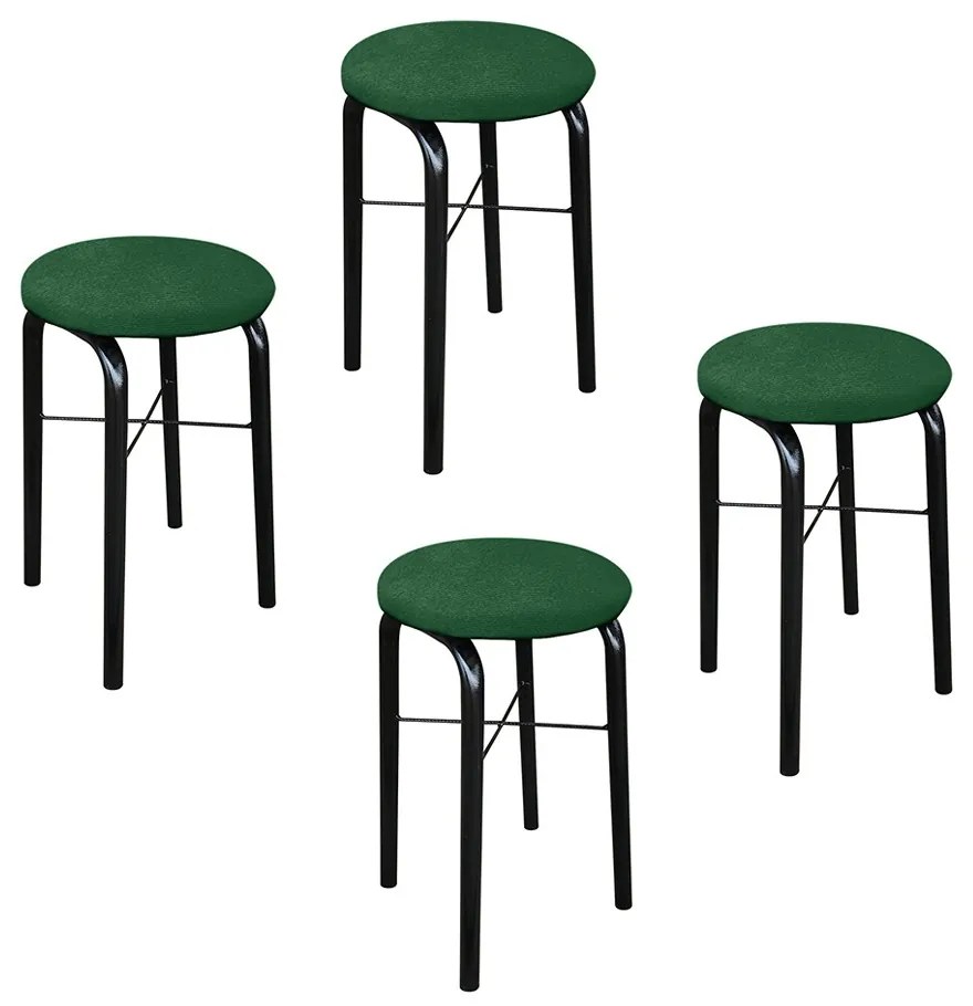 Kit 04 Banquetas Baixa Manu Suede - Verde