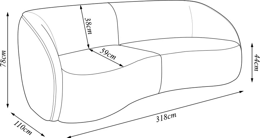 Sofá Decorativo Sala de Estar Bipartido 318cm Clarke Veludo Cinza G45 - Gran Belo