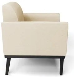 Poltrona Decorativa Base Madeira Preto Maressa Linho Bege - Ibiza