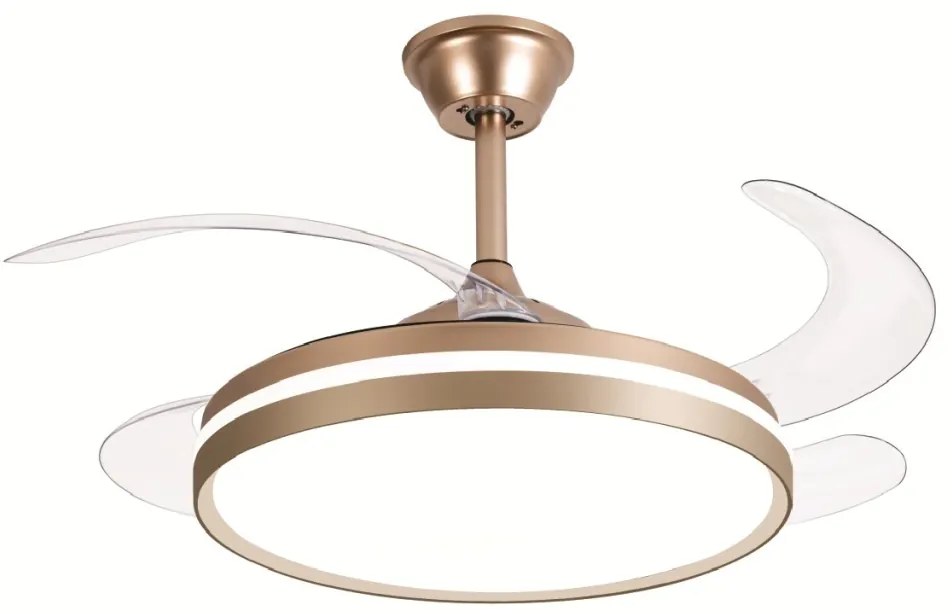 Ventilador De Teto Isis Dourado Pás Retrátil Led 30W Multicolor Bivolt...