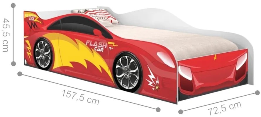 Mini Cama Infantil 157,5x72,5cm com Proteção Lateral Personagens K02 - D'Rossi - CARRO VERMELHO
