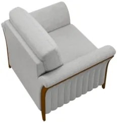 Poltrona Decorativa Sala de Estar 102cm Pés Madeira Roya Z32 Linho Cin