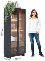 Conjunto Sala de Jantar Cristaleira Tijuca e Buffet Vicky C05 Preto Fo