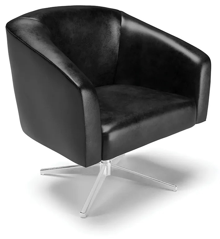 Poltrona Decorativa Giratória MA30 Stella Sintético PU Preto D03 - D'Rossi