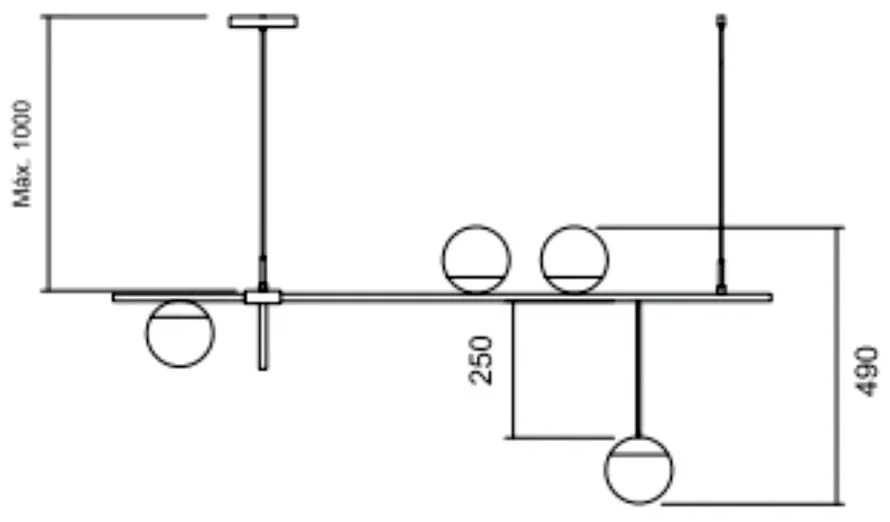 Pendente Bille C/ 4 Globos Assimetricos 120Cm 4L G9 / Metal E Globo Ø1... (BT - Branco Texturizado, FOSCO)