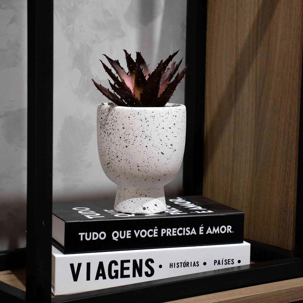 Cachepot Decorativo em Cerâmica Branco 14x11 cm - D'Rossi