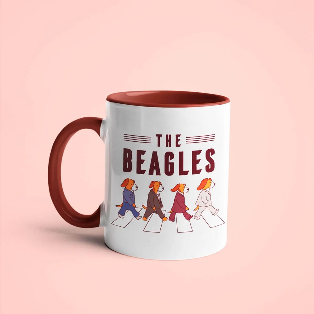 Caneca The Beagles Geek Nerd Branca e Marrom