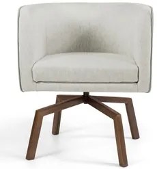 Poltrona Decorativa Giratória Base Ka Madeira Betina C-107 Linho Cru -