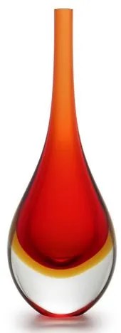 Gota Mini Alta Bicolor Vermelha com Âmbar Murano Cristais Cadoro