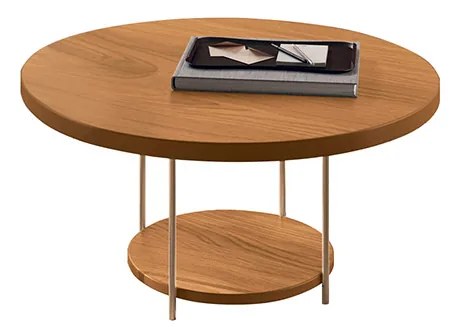 Mesa de Centro Redonda MDF Pés Metálicos Mia Cinamomo H01 - D'Rossi