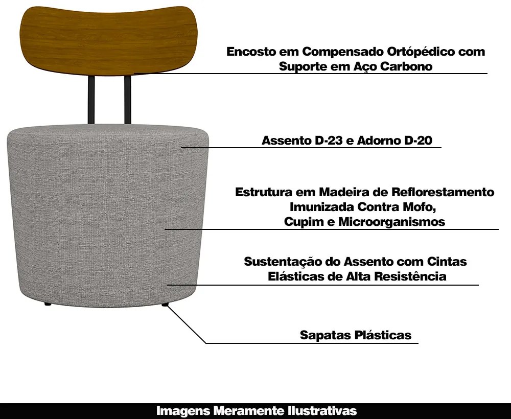 Poltrona Decorativa Addams Linho Cinza G45 - Gran Belo