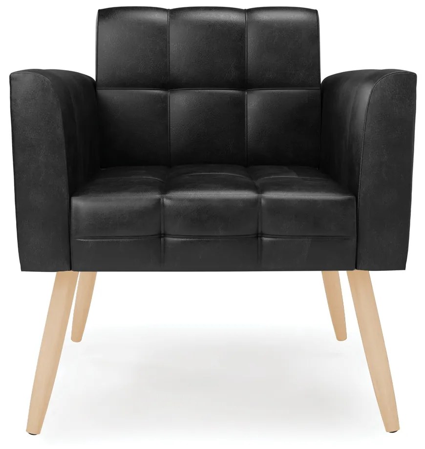 Poltrona Elisa Corano Preto Pés Palito Natural D03 - D'Rossi