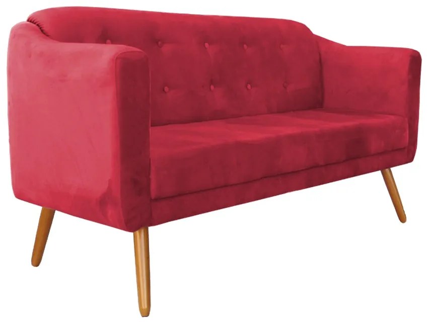 Namoradeira Bruna 1,60 m 3 Lugares Pés Palito Suede Vermelho