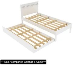 Cama Auxiliar Solteiro CM8008 Branco - Tecno Mobili