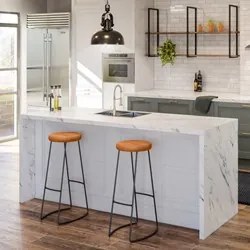 Kit 2 Banquetas Altas para Cozinha Estilo Industrial Aura D09 Peroba -