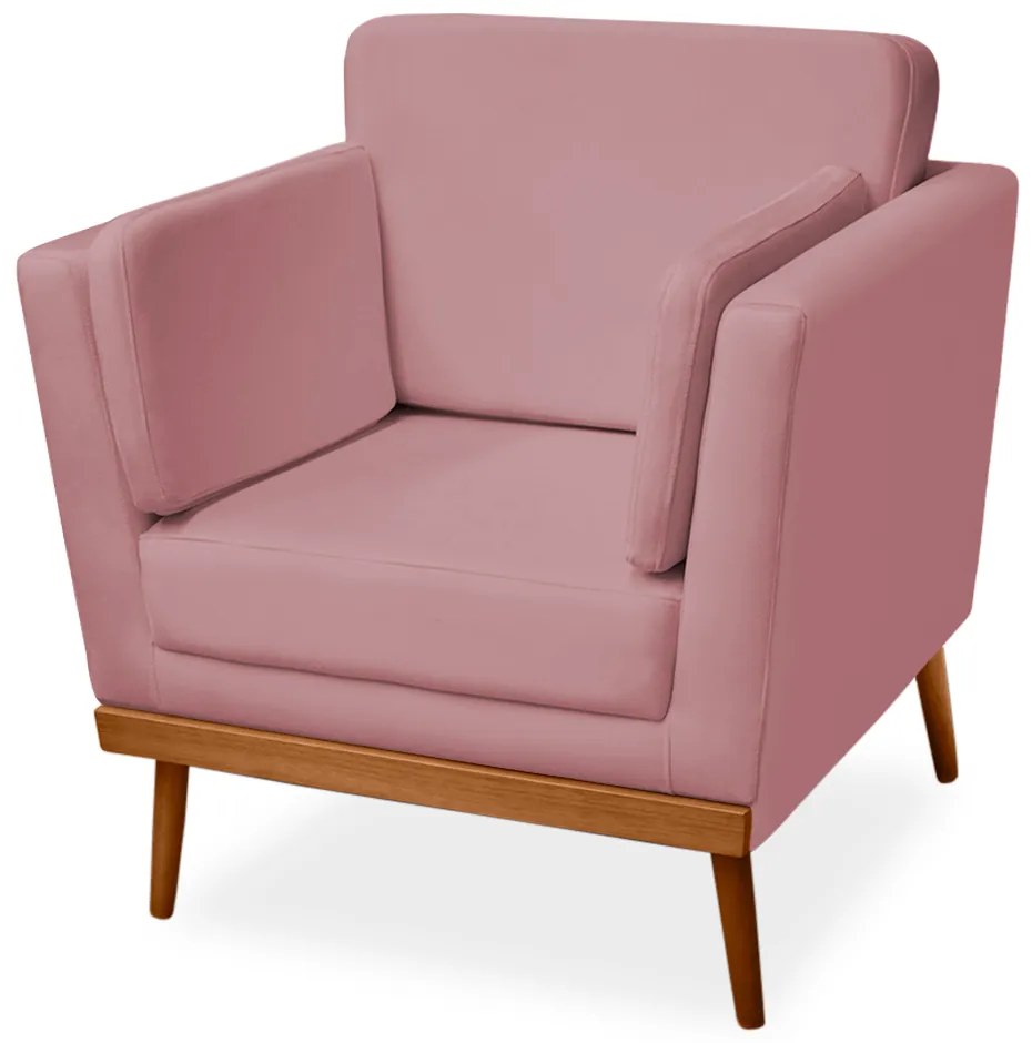Poltrona Decorativa Siena Veludo Rose