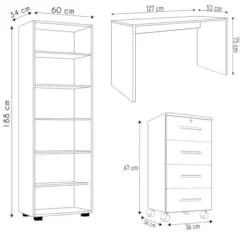 Conjunto de Escritório Home Office 3 com Peças Gávea Branco - Móveis L