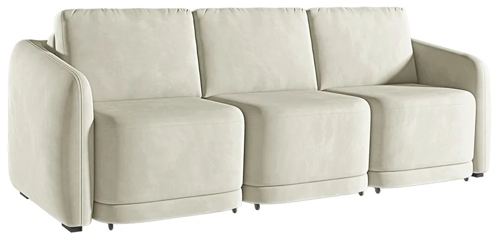 Sofá Cama Modulado Retrátil e Reclinável Decorativo Varsóvia 246cm Veludo Bege G33 - Gran Belo
