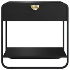 Mesa de Cabeceira Quarto 60cm 1 Gaveta Mario Nero/Preto A10 - Mpozenat
