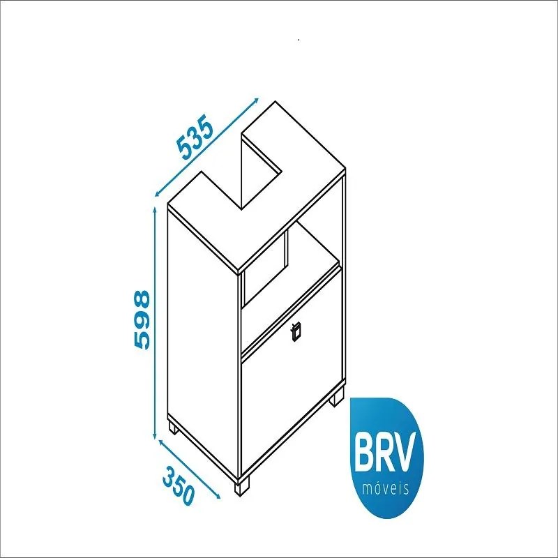 Balcão Para Banheiro 1 Porta 1 Prateleira Bbn 02 - Branco