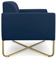 Kit 2 Poltronas Decorativas Base Industrial X Dourada Maressa S01 Sued