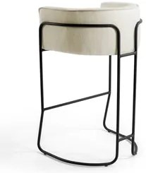 Banqueta Decorativa Base Aço Preto Betina C-107 Linho Bege Fosco - Dom
